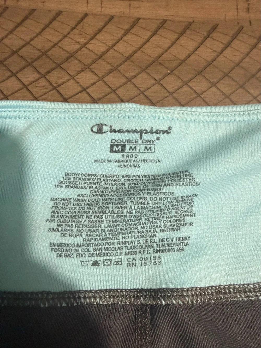 Champion Gray Capri Leggings with Aqua and Teal Waistband